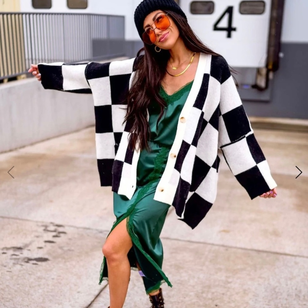 Dressed in Lala checkerboard cardigan
